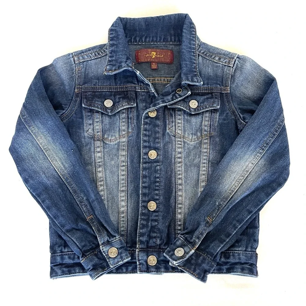 7 For All Mankind Girls Size 6 Blue Denim‎ Trucker Jacket Classic